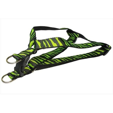 FLY FREE ZONE,INC. ZEBRA-GREEN-BLK.2-H Zebra Dog Harness; Green & Black - Small FL511925